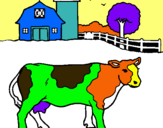 Dibuix Vaca pasturant pintat per joana f