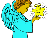 Dibuix Àngel i estrella pintat per marta castanedo