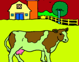 Dibuix Vaca pasturant pintat per JEP I MAMA 