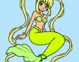 Dibuix Sirena amb perles pintat per laia