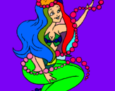 Dibuix Sirena entre bombolles pintat per amelia