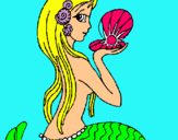 Dibuix Sirena i perla pintat per laia angles