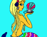 Dibuix Sirena i perla pintat per cristineta