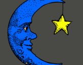 Dibuix Lluna i estrella pintat per MARIA FELIUS