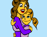 Dibuix Mare i filla abraçades pintat per ARIADNA