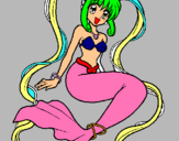 Dibuix Sirena amb perles pintat per aina gabarró bellart