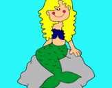 Dibuix Sirena asseguda en una roca  pintat per cristineta