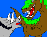 Dibuix Lluita de dinosauris pintat per MATIAS
