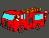 Dibuix Bombers en el camió  pintat per david  villa   