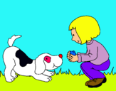 Dibuix Nena i gos jugant  pintat per laia