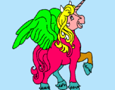 Dibuix Unicorn amb ales pintat per ariadna