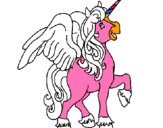 Dibuix Unicorn amb ales pintat per mar 
