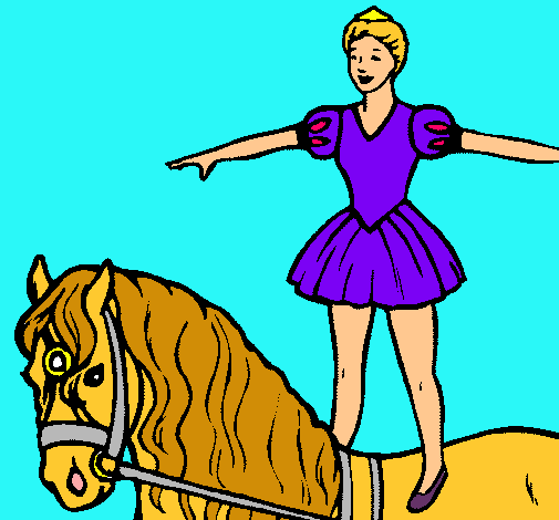 Dibuix Trapezista a sobre de cavall pintat per ARIADNA CAMPS GUILLEMÍ
