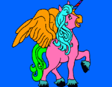 Dibuix Unicorn amb ales pintat per mar 