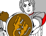Dibuix Cavaller amb escut de lleó pintat per marc i laura 1r