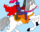 Dibuix Cavaller a cavall pintat per mont