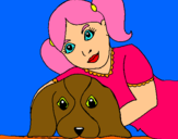 Dibuix Nena abraçant al seu gos  pintat per MARIONAS.G