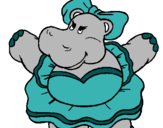 Dibuix Hipopótama amb llaç pintat per ariadna gonzalez tena