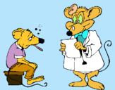 Dibuix Doctor i pacient ratolí pintat per luna
