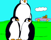 Dibuix Família pingüí  pintat per Marçal          Vizcaíno 