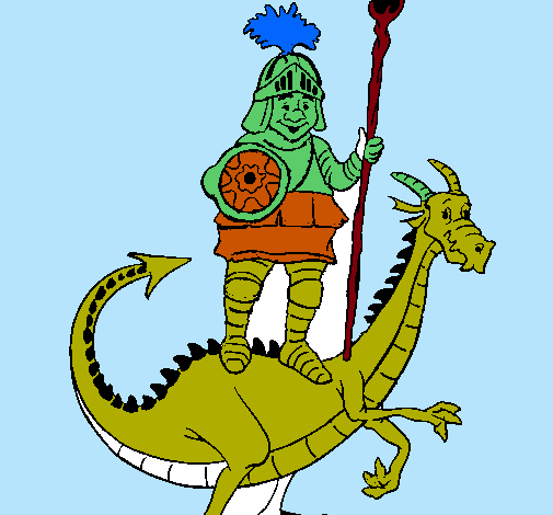 Dibuix Sant Jordi i el drac pintat per nico