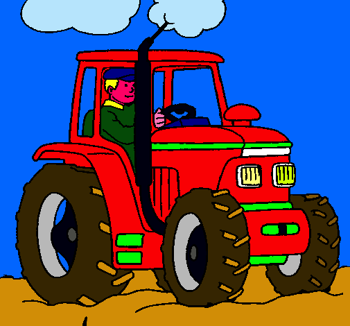 Dibuix Tractor en funcionament  pintat per JAN PINASA