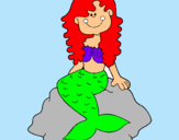 Dibuix Sirena asseguda en una roca  pintat per sofia