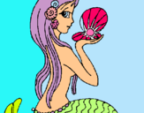 Dibuix Sirena i perla pintat per luna