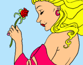 Dibuix Princesa amb una rosa pintat per mar plaza