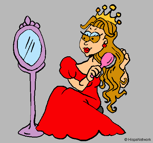 Dibuix Princesa i mirall pintat per Cèlia