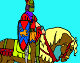 Dibuix Cavaller a cavall pintat per Eduard