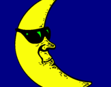 Dibuix Lluna amb ulleres de sol pintat per oriol