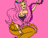 Dibuix Sirena entre bombolles pintat per IRIS