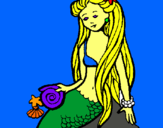 Dibuix Sirena amb cargol pintat per LOLA
