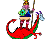 Dibuix Sant Jordi i el drac pintat per marsupilami i pokemon