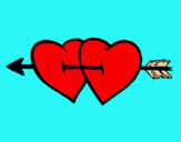 Dibuix Dos cors amb una fletxa pintat per Natilleta