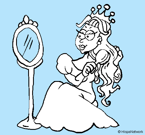 Dibuix Princesa i mirall pintat per Natilla
