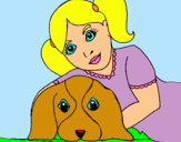 Dibuix Nena abraçant al seu gos  pintat per Jana