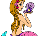 Dibuix Sirena i perla pintat per ingrid