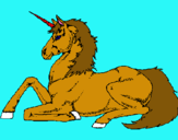 Dibuix Unicorn assentat pintat per aida