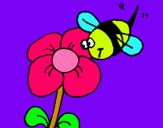 Dibuix Abella i flor  pintat per laura mallofre