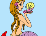 Dibuix Sirena i perla pintat per martina