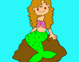Dibuix Sirena asseguda en una roca  pintat per laura