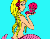 Dibuix Sirena i perla pintat per neer
