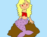 Dibuix Sirena asseguda en una roca  pintat per Mariona