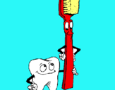 Dibuix Queixal i raspall de dents pintat per MartinaMascaró
