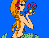 Dibuix Sirena i perla pintat per mireia heras pagés