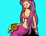 Dibuix Sirena amb cargol pintat per BERTA