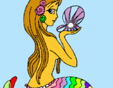 Dibuix Sirena i perla pintat per claus a