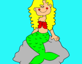 Dibuix Sirena asseguda en una roca  pintat per marina